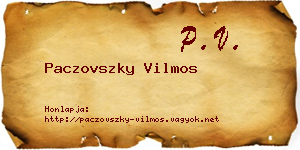 Paczovszky Vilmos névjegykártya